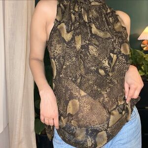 Adrienne Vittadini Sheer Snake Print Blouse